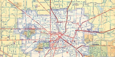 નકશો હ્યુસ્ટન freeways